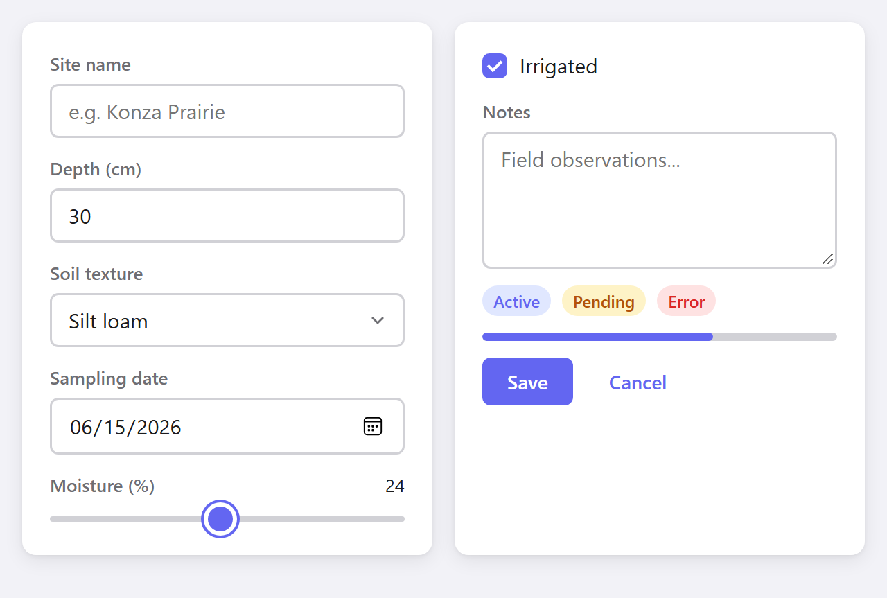 Widgets example rendered by guile